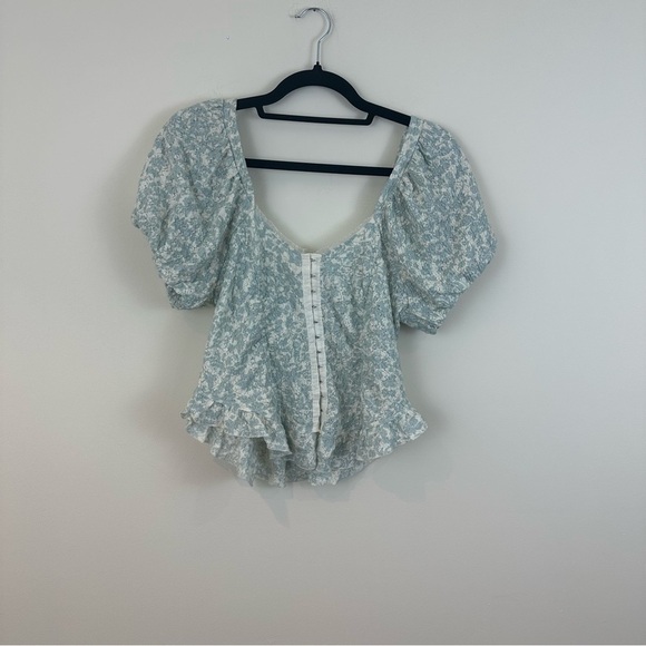 Free People | Oh Baby Lace Crop Top Light Blue Size Large Women's - Picture 2 of 7